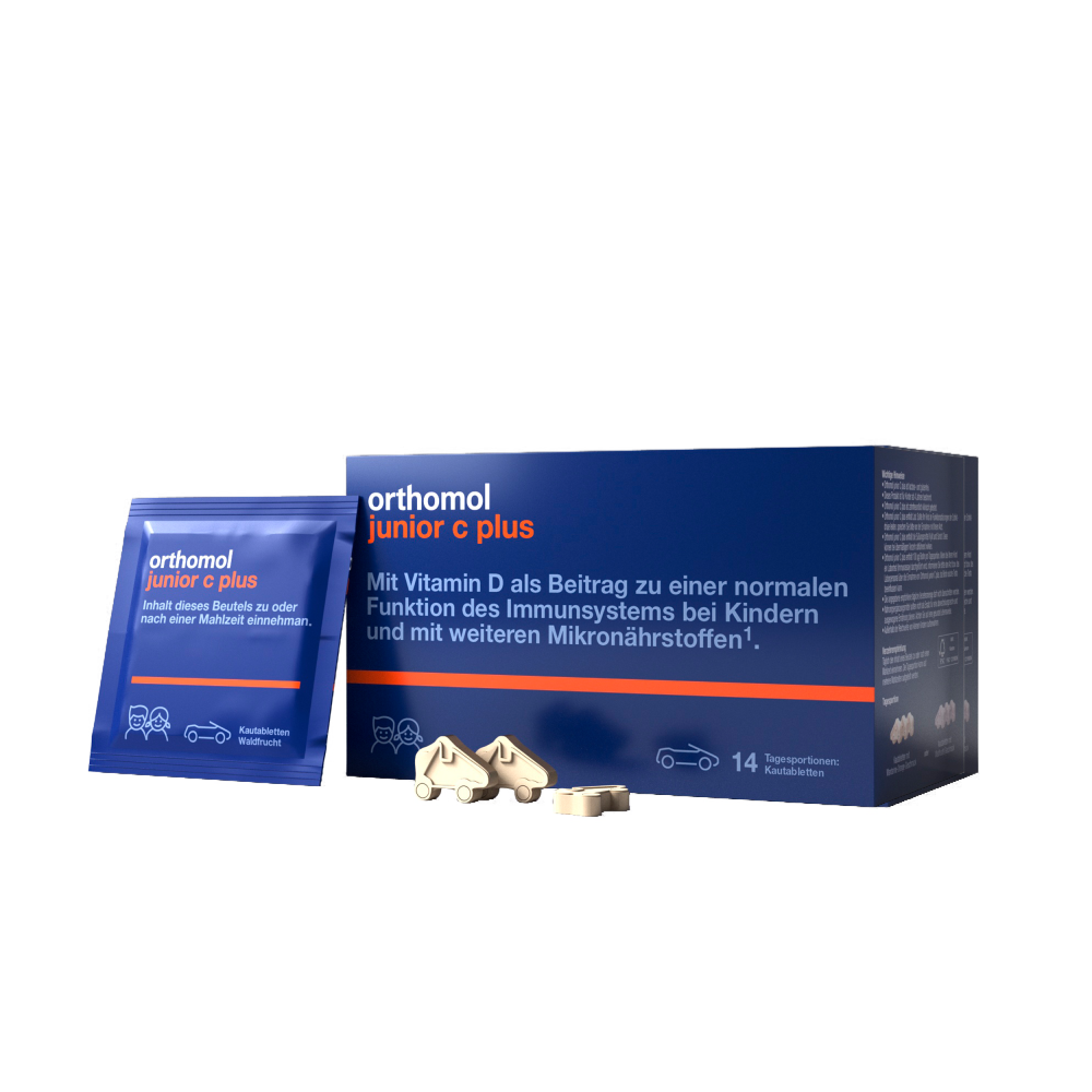 Orthomol Junior C Plus (жевательные машинки со вкусом лесных ягод и апельсина-мандарина)